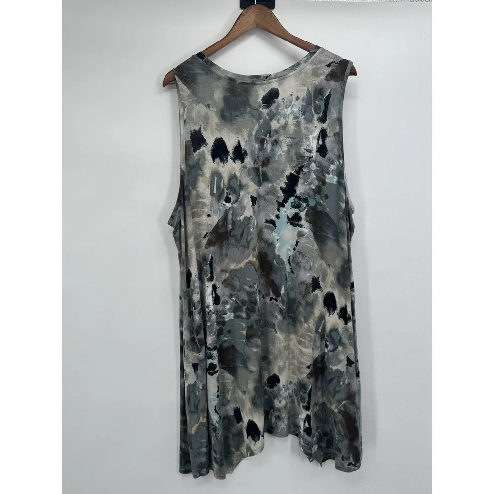 LOGO Layers By Lori Goldstein Tank Dress Handkerchief Hem Neutral watercolor - Picture 7 of 7